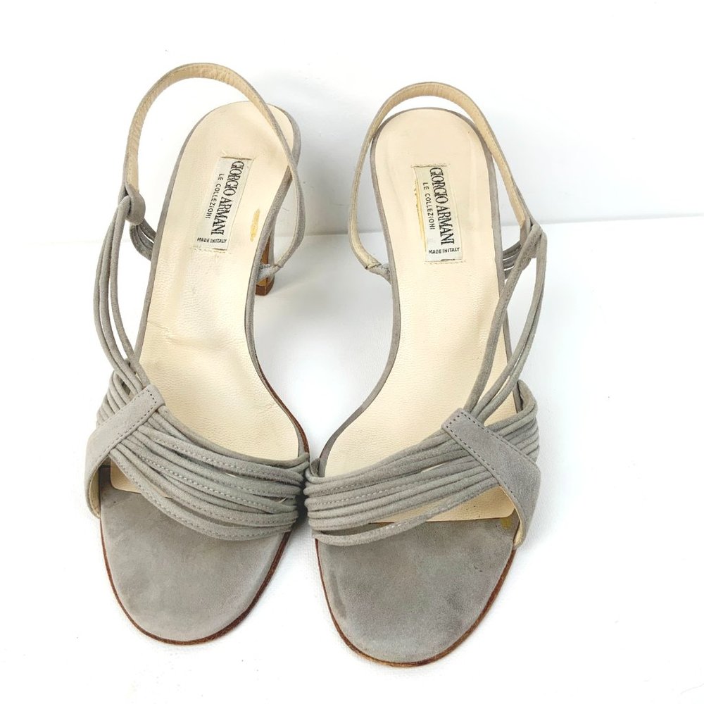 Vintage Giorgio Armani Gray Suede Strappy sandals Heels  Sz 39 (8) - Picture 2 of 16